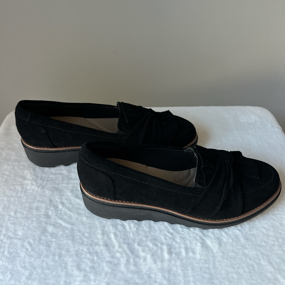 Clarks Black Velvet Loafers - Picture 5 of 7